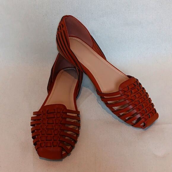 Just Fab Lucita woven flat Huarache sandal in cognac size 7.5 - Picture 1 of 6